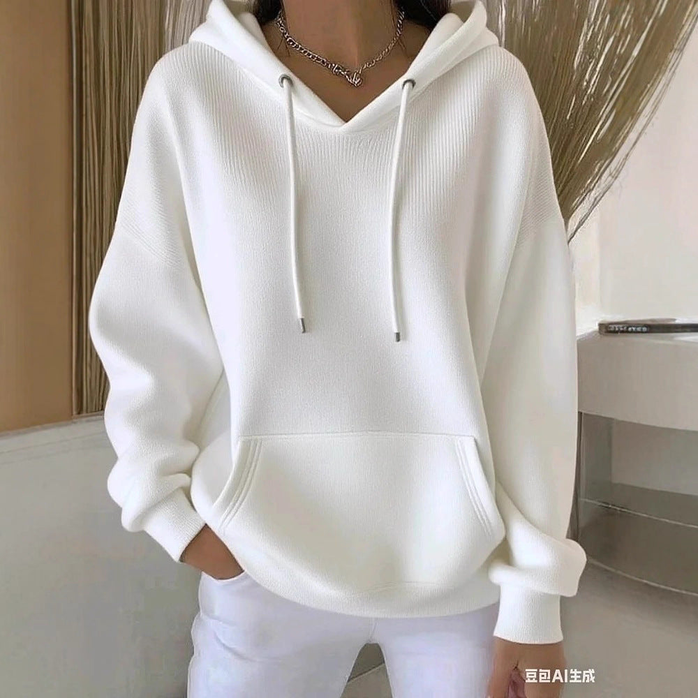 Casual Solid-color Trendy Hoodie With Drawstring Long-sleeve Hooded Sweatshirt – Premium 0 | RICALOUX