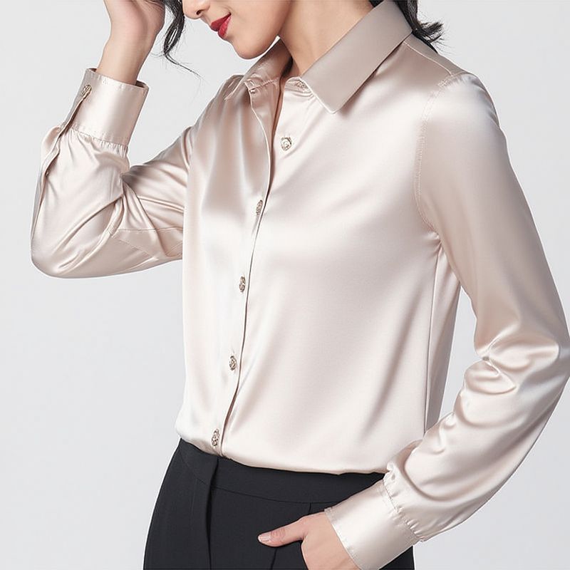Professional-style Color-blocked Commuter Shirt Slim-fit Square-neck Top – Premium 0 | RICALOUX