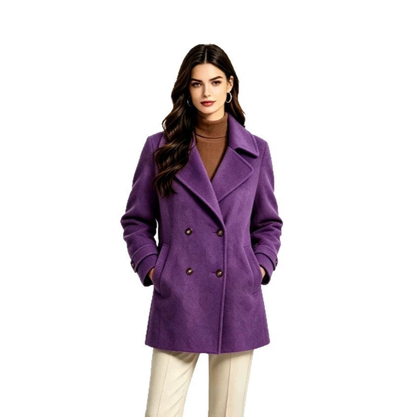 Womens Wool Coat With A Lapel And Buttons by Ricaloux