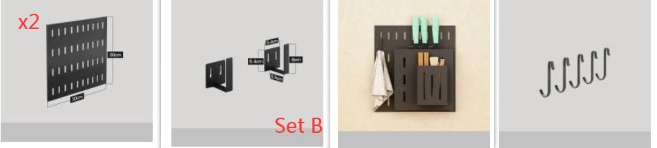 Stainless Steel Kitchen Wall Mounted Kitchen Storage Rack Hole Plate - RICALOUX