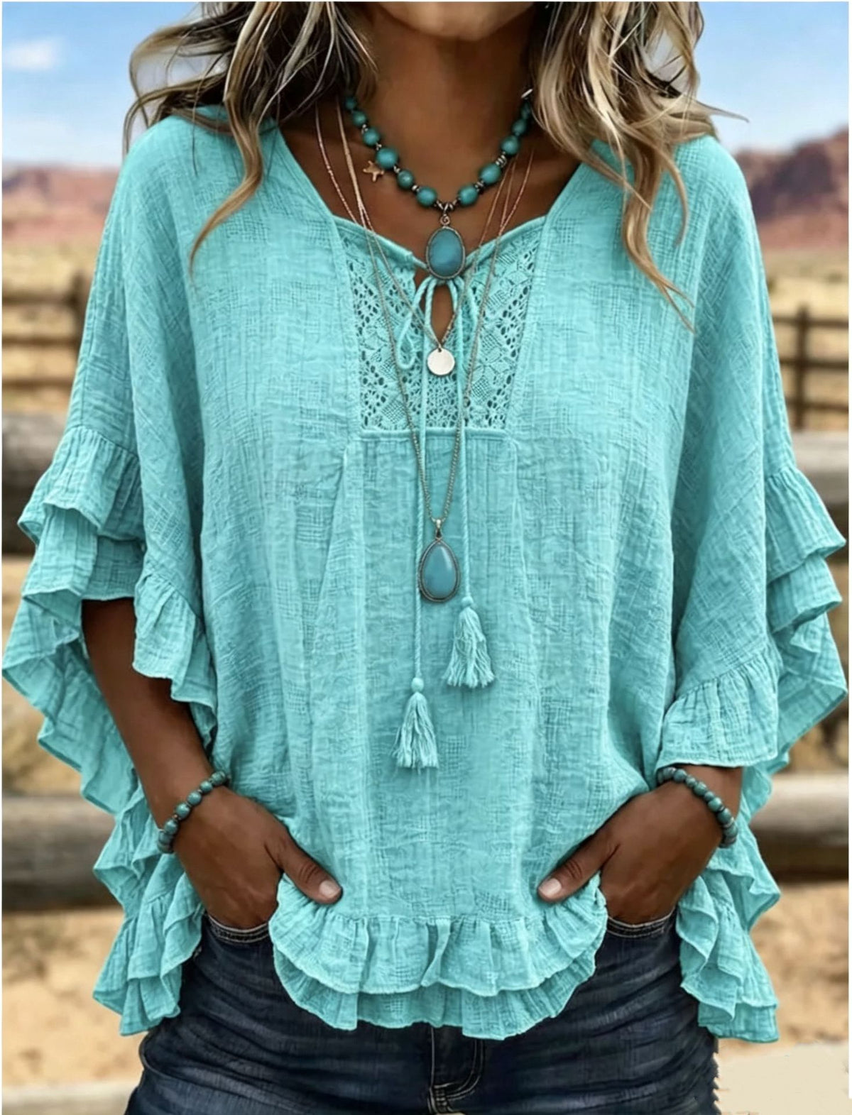 Seasonal European And American Cross-border V-neck Top by Ricaloux
