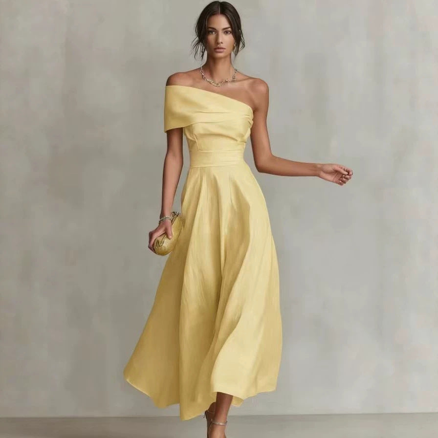 Womens Waist-cinching Off-shoulder Backless Dress by Ricaloux