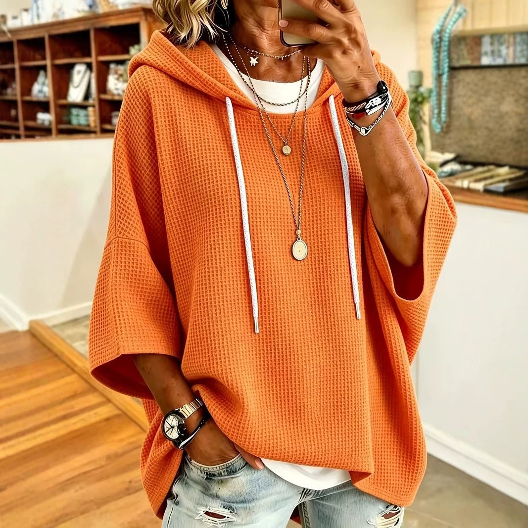 Waffle-knit Hooded Sweatshirt With Drawstrings – Premium 0 | RICALOUX