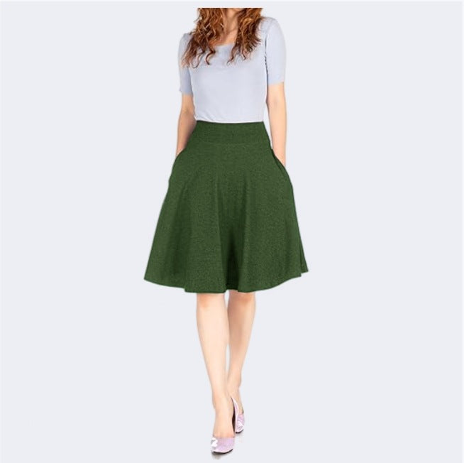 Knee-length A-line Skirt With Pockets Exuding An Elegant And Professional Vibe by Ricaloux
