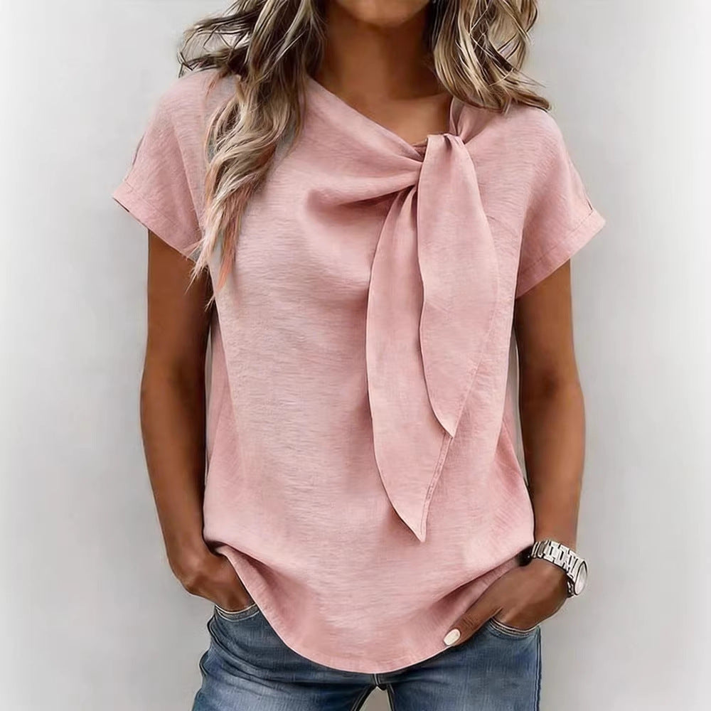 Womens Casual Loose-fit Fashionable Short-sleeve Top by Ricaloux
