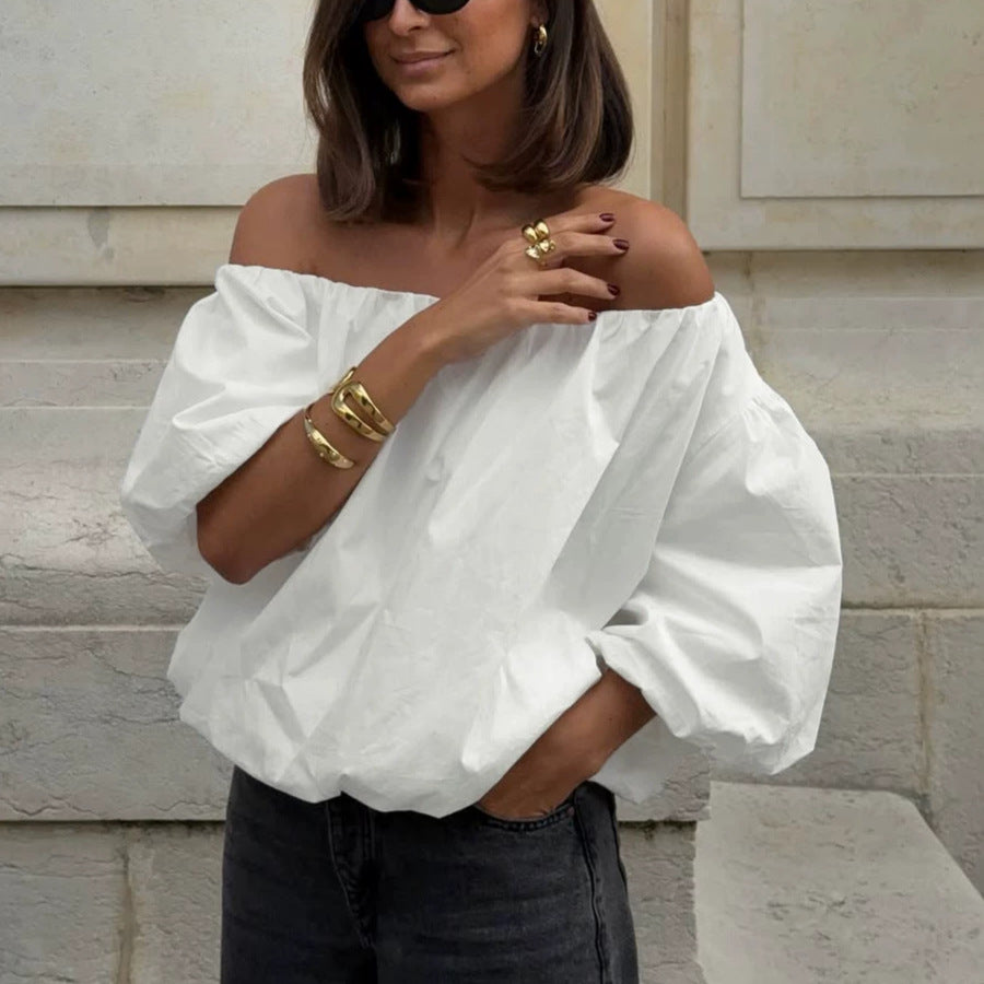 Simple Off-Shoulder Top For Womens Commute by Ricaloux