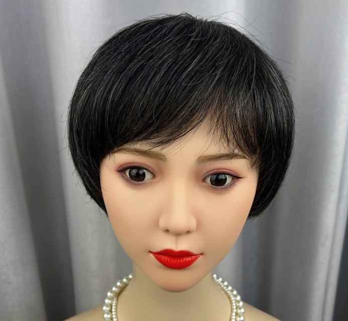 Women's Flower White Straight Mixed Human Hair Wigs by Ricaloux