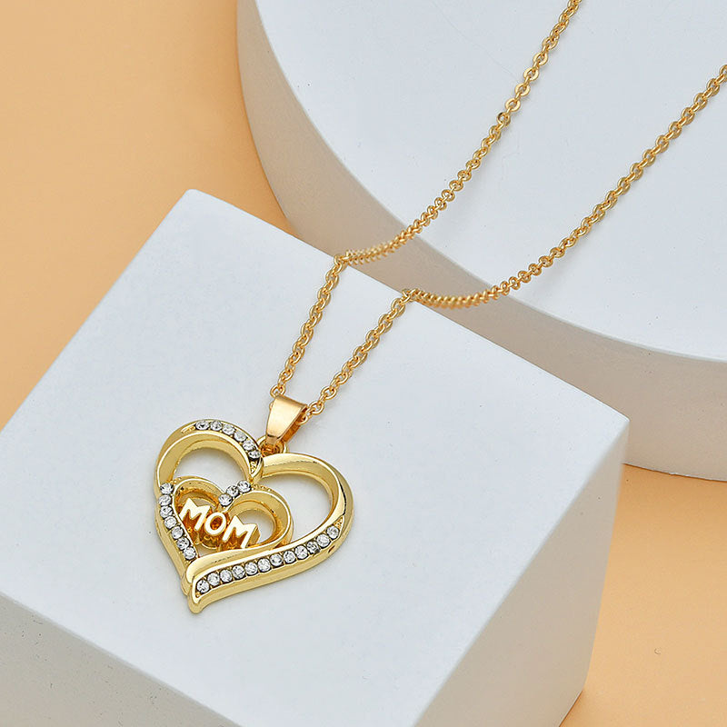 Mother's Day Mom Heart Shape With Diamond Letter Necklace For Women Fine Jewelry Women Accessories Fashion Jewelry by Ricaloux