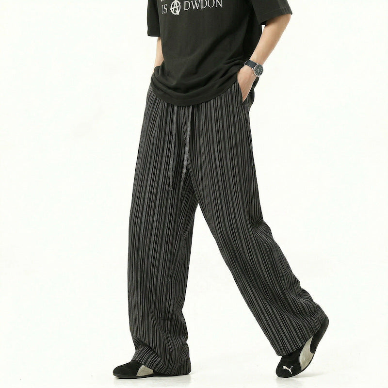 Gender-neutral Pleated Casual Loose-fit Bubble-cloth Pants by Ricaloux