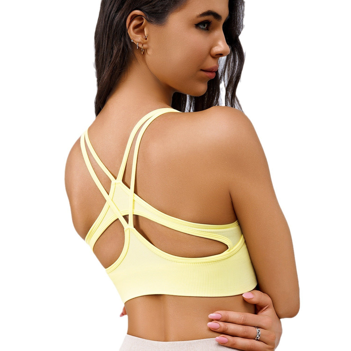 Women's Medium-High Support Back-Running Sports Bra, Shockproof & Push-Up Yoga Tank Top by Ricaloux