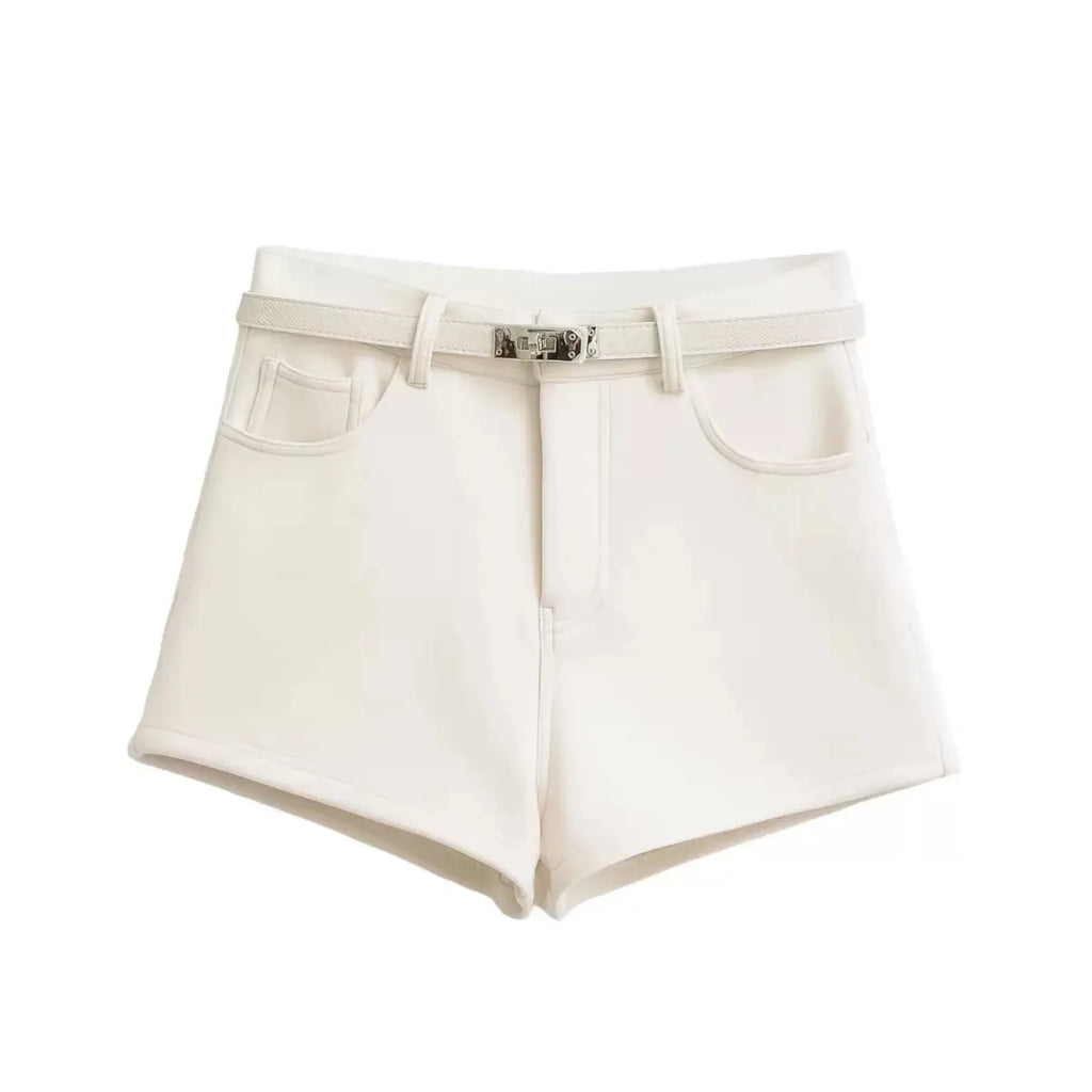 Sexy Velvet-Trimmed High-Waisted Chic Casual Outerwear Hot Pants by Ricaloux
