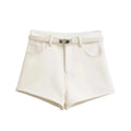 Sexy Velvet-Trimmed High-Waisted Chic Casual Outerwear Hot Pants by Ricaloux