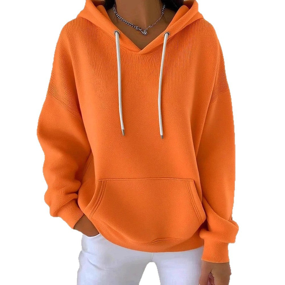 Casual Solid-color Trendy Hoodie With Drawstring Long-sleeve Hooded Sweatshirt – Premium 0 | RICALOUX