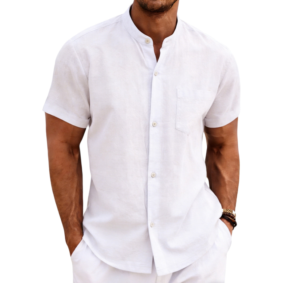 Henry Tie Pocket Casual Shirt For Men by Ricaloux