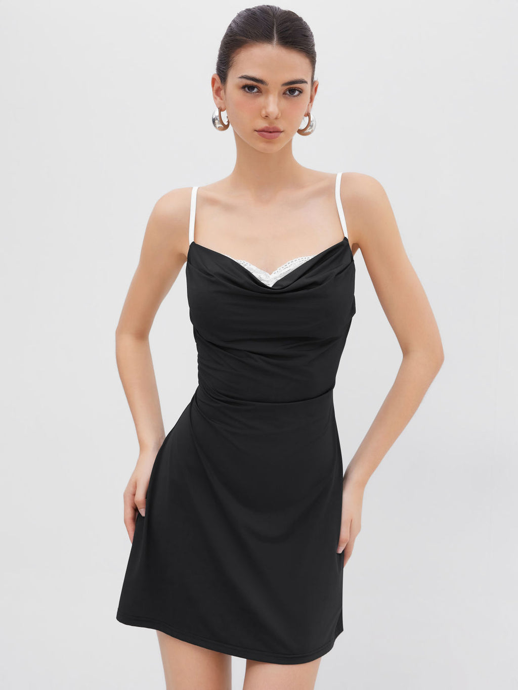 French-style Pure-youth Aesthetic Color-blocked Strap Mini Dress by Ricaloux