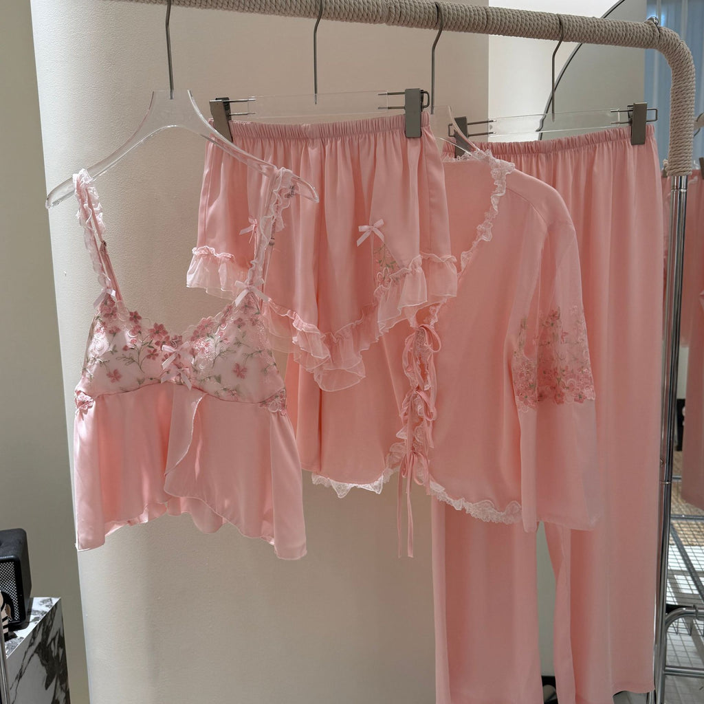 Strap Shorts, New-style Four-piece Pajama Set by Ricaloux