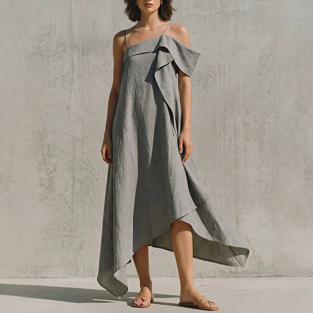 Irregular Hem Asymmetrical Off-shoulder Dress by Ricaloux