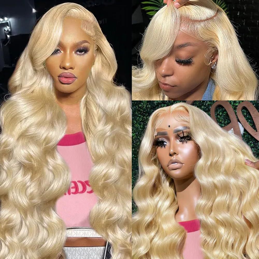 Hand-woven Front Lace Synthetic Wigs Golden Big Wave Long Curly Hair by Ricaloux