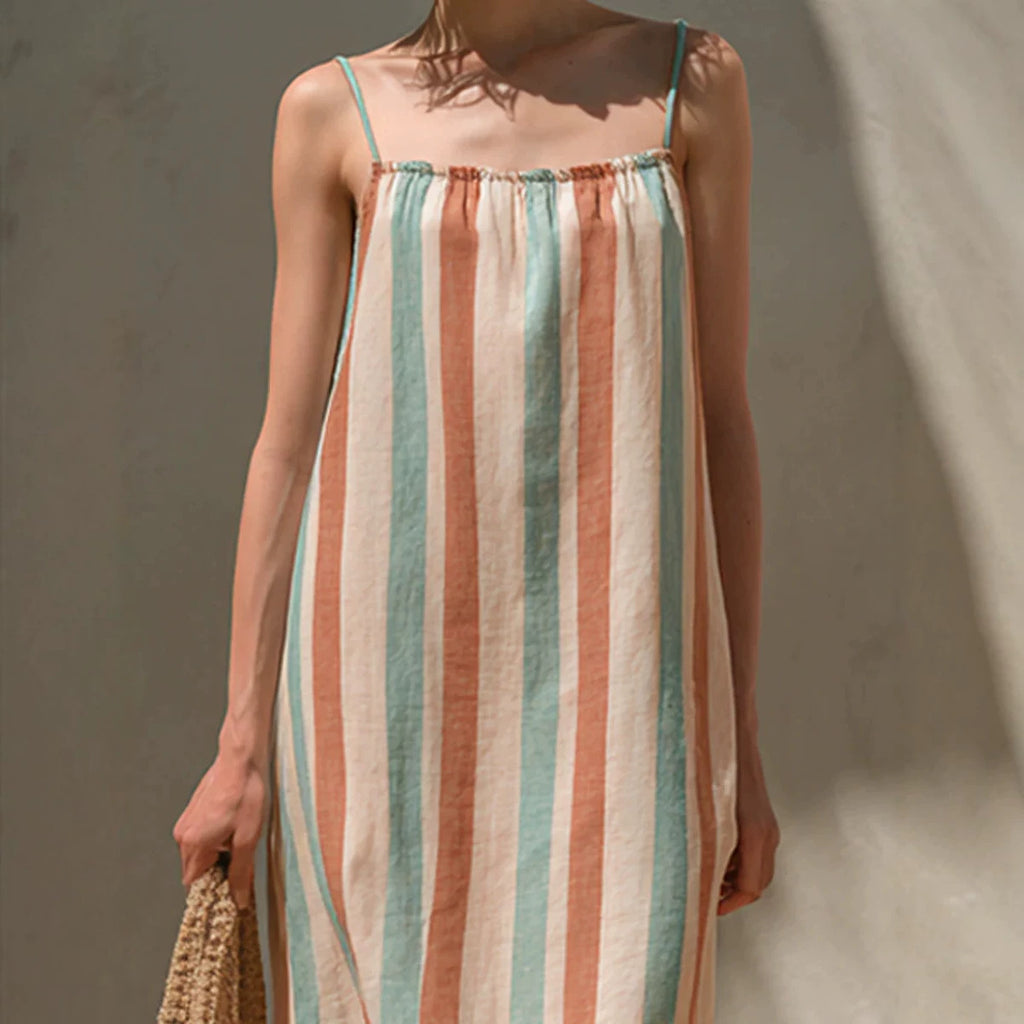 Womens Minimalist Striped Strap Midi Dress by Ricaloux