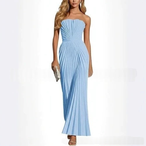 New European And American style Strapless Pleated Figure-flattering Dress by Ricaloux