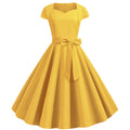 Solid-color Sleeveless A-line Dress With A Belt by Ricaloux