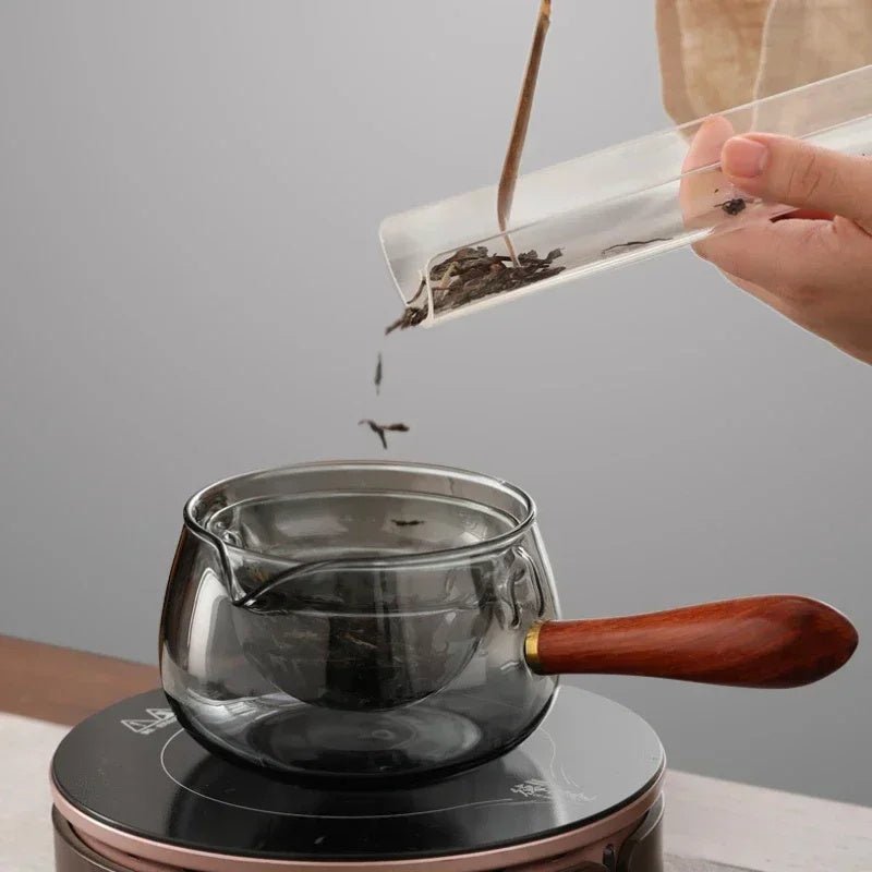 Semi-automatic Rotary Heat-resistant Glass Teapot Lazy Tea Making With Infuser And Wooden Handle Office Home Accessories Kitchen Gadgets - RICALOUX