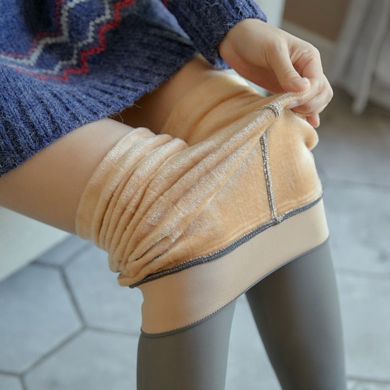 Fake Translucent Plus Size Leggings Fleece Lined Tights Fall And Winter Warm Fleece Pantyhose Women Fleece Lined Pantyhose Thermal Winter Tights - RICALOUX