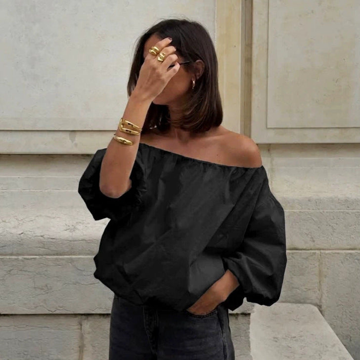 Simple Off-Shoulder Top For Womens Commute by Ricaloux