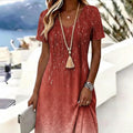 3D-printed V-neck Short-sleeve Elegant Dress by Ricaloux