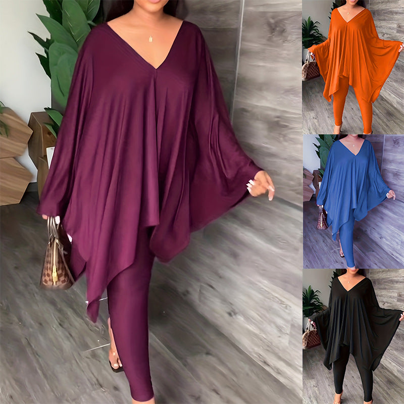 Fashionable Homey Solid-color Casual Chic Two-piece Set by Ricaloux
