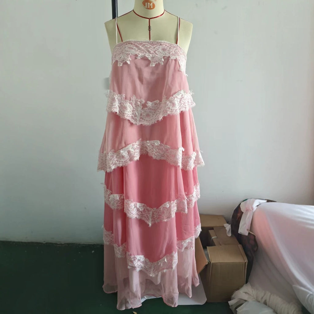 Women's Vintage Lace Ombre Strap Maxi Dress – Premium 0 | RICALOUX