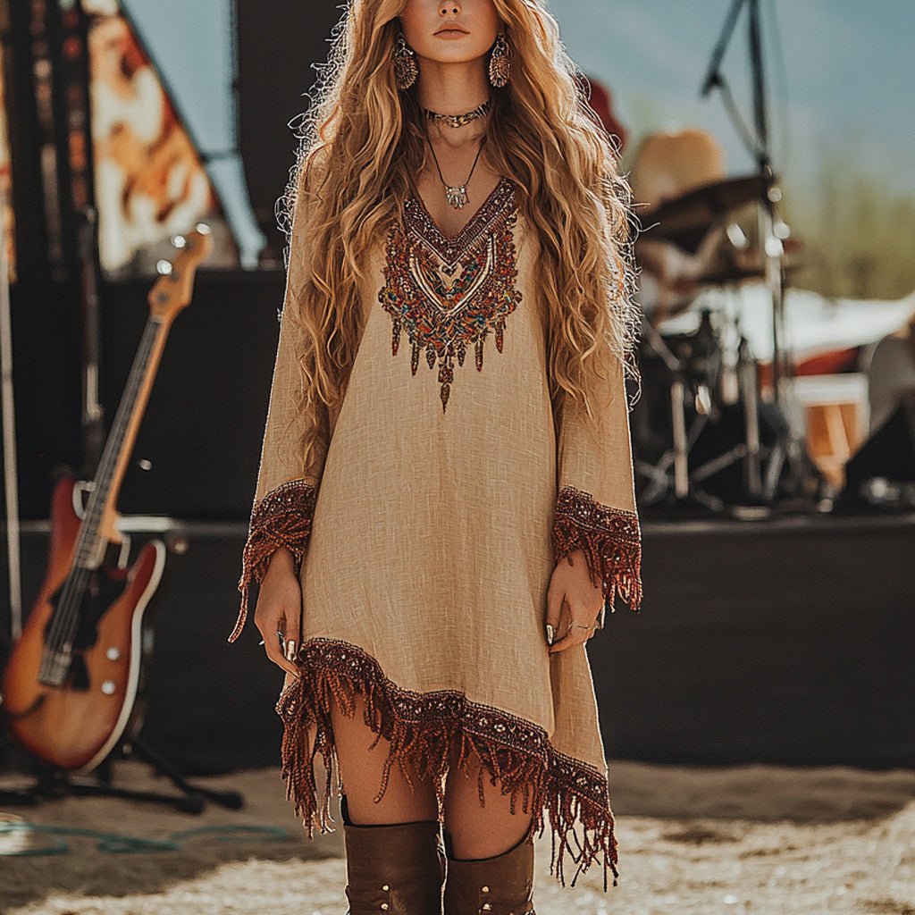 Lace Loose Print Dress Girls - RICALOUX