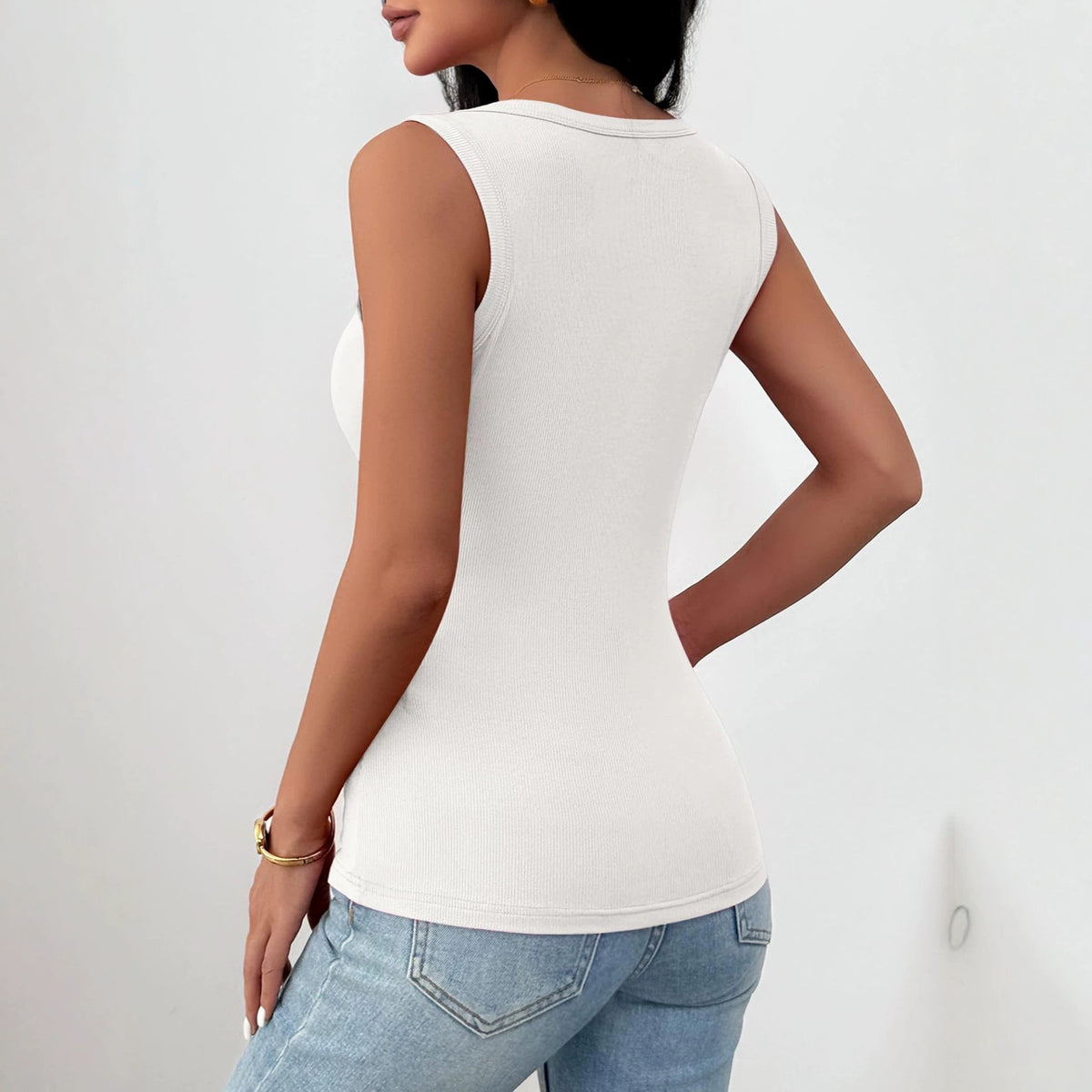 Sleeveless Ribbed Tank Top For Women by Ricaloux