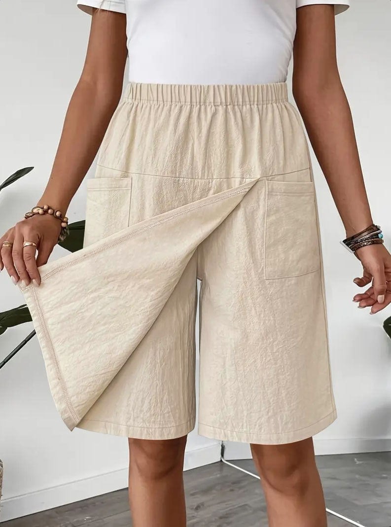 Women's Casual Elastic Waist Skort With Pockets Lightweight Wrap Front Knee-Length Shorts For Summer – Premium 4 | RICALOUX