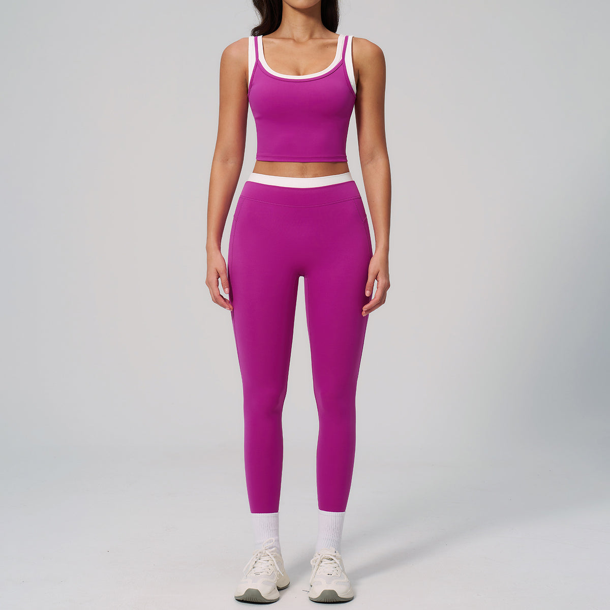 Contrast Nude Yoga Suit Thread by Ricaloux