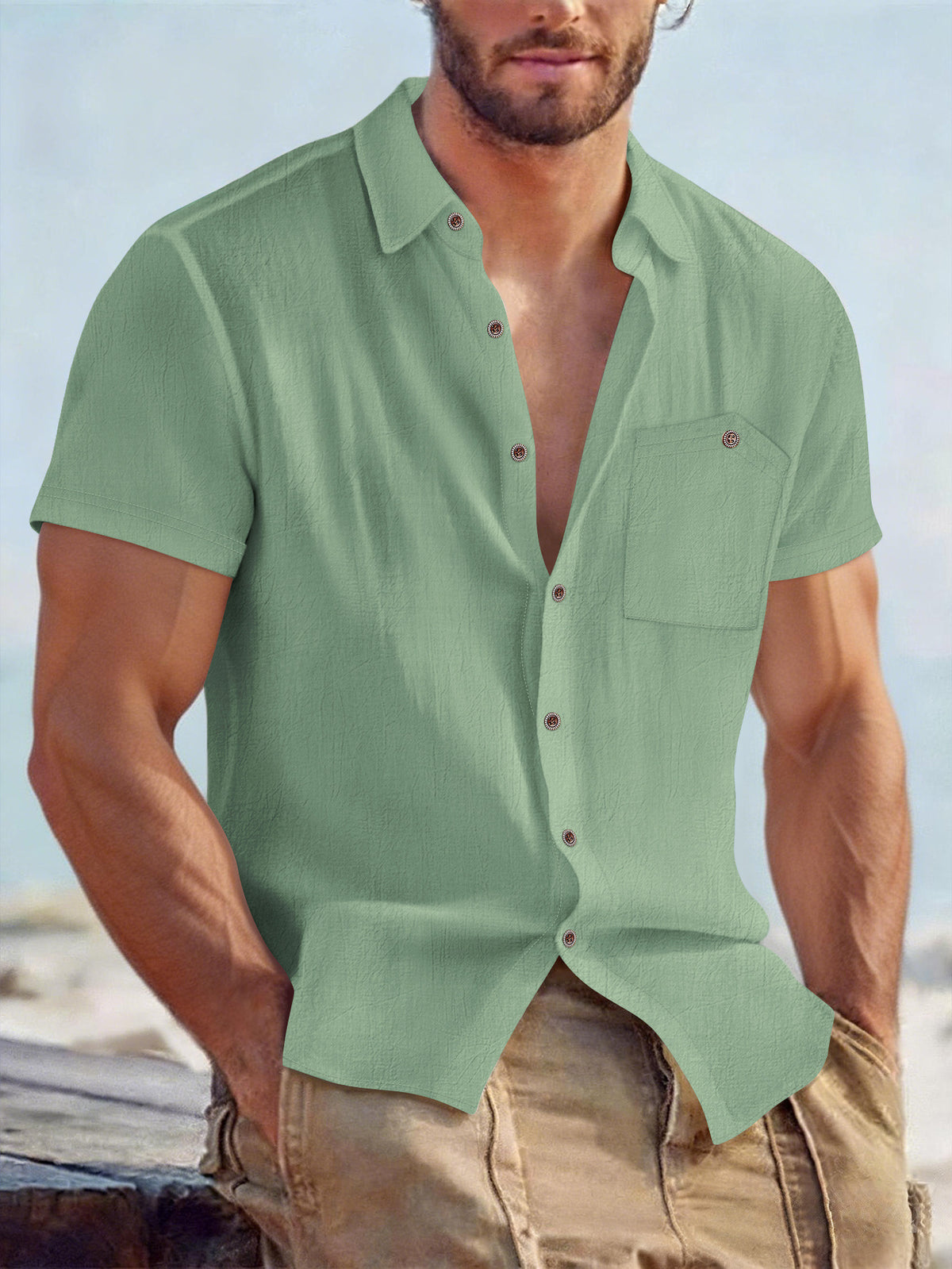 Short-sleeved Casual Breathable Mens Shirt – Premium 0 | RICALOUX