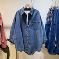 Spring And Autumn Vintage Hong Kong Style Blue Denim Shirt – Premium 0 | RICALOUX