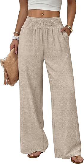 Womens Relaxed-fit High-waisted Casual Wide-leg Trousers With Pleats by Ricaloux