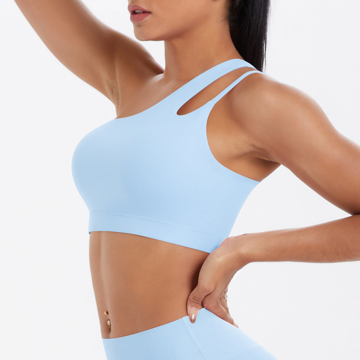 One-Shoulder Back-Slimming Yoga Bra Nude-Looking Push-Up Sports Underwear – Premium 0 | RICALOUX