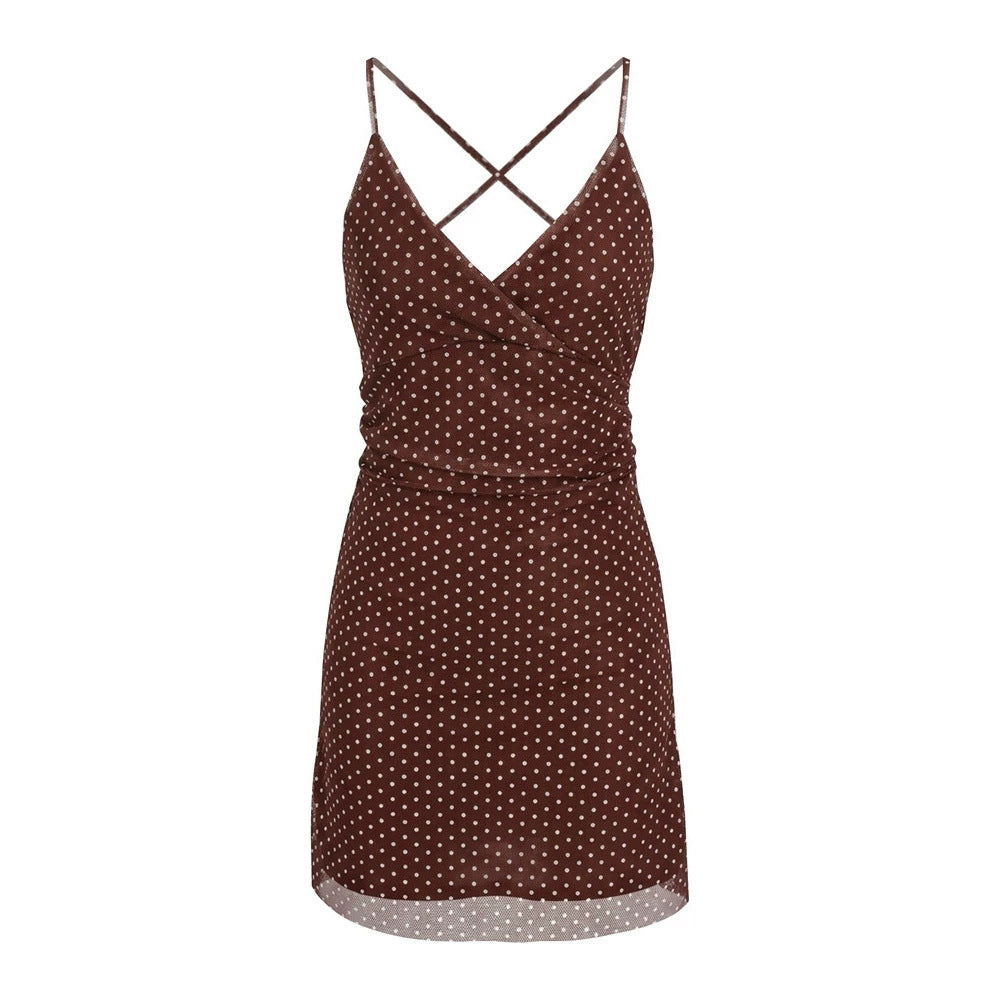 Womens Polka-dot Printed Back-tie Dress – Premium 0 | RICALOUX