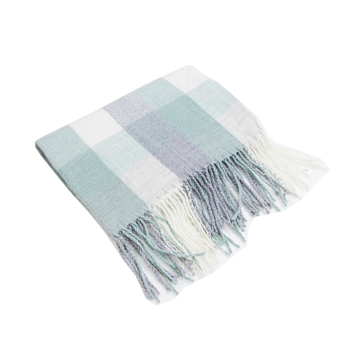 British-style Mens And Womens Couple Tassel Scarf With Large Plaid Pattern by Ricaloux