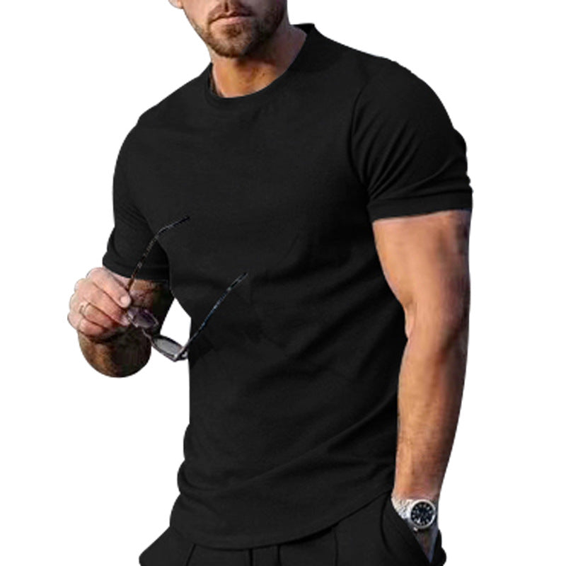 Mens Summer Solid-Color Crew-Neck Short-Sleeve Top – Premium 0 | RICALOUX