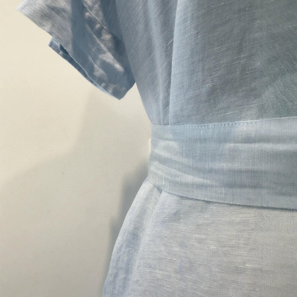 Womens Linen Shirt Dress With A Turn-down Collar And A Fitted Waist – Premium 0 | RICALOUX