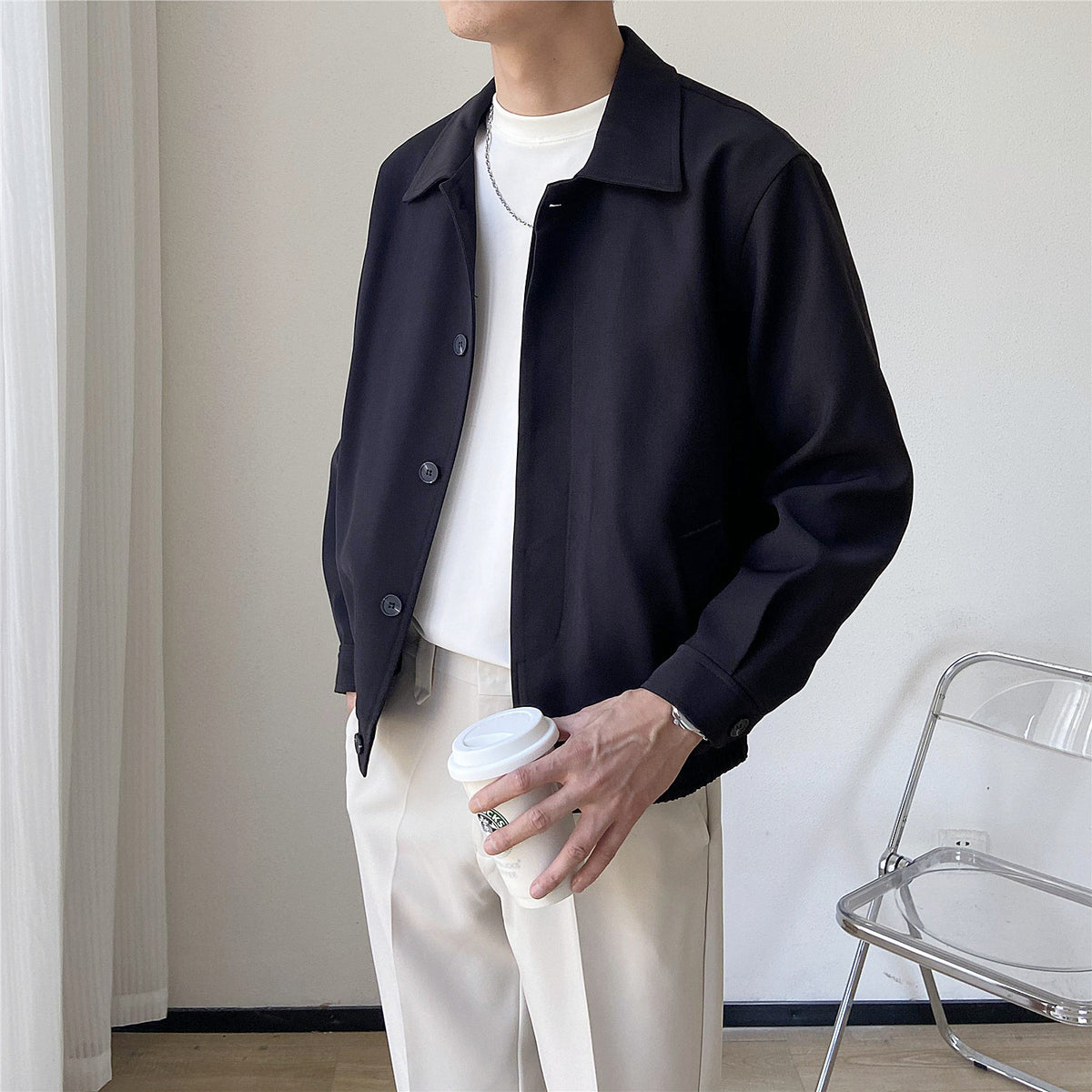 SpringAutumn Korean-style Mature Mens Clothing Loose-fitting Cropped Style – Premium 0 | RICALOUX