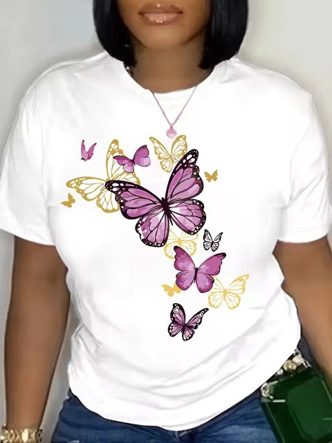 Butterfly-cluster Womens T-shirt Delicate Graphic Casual Top – Premium 0 | RICALOUX