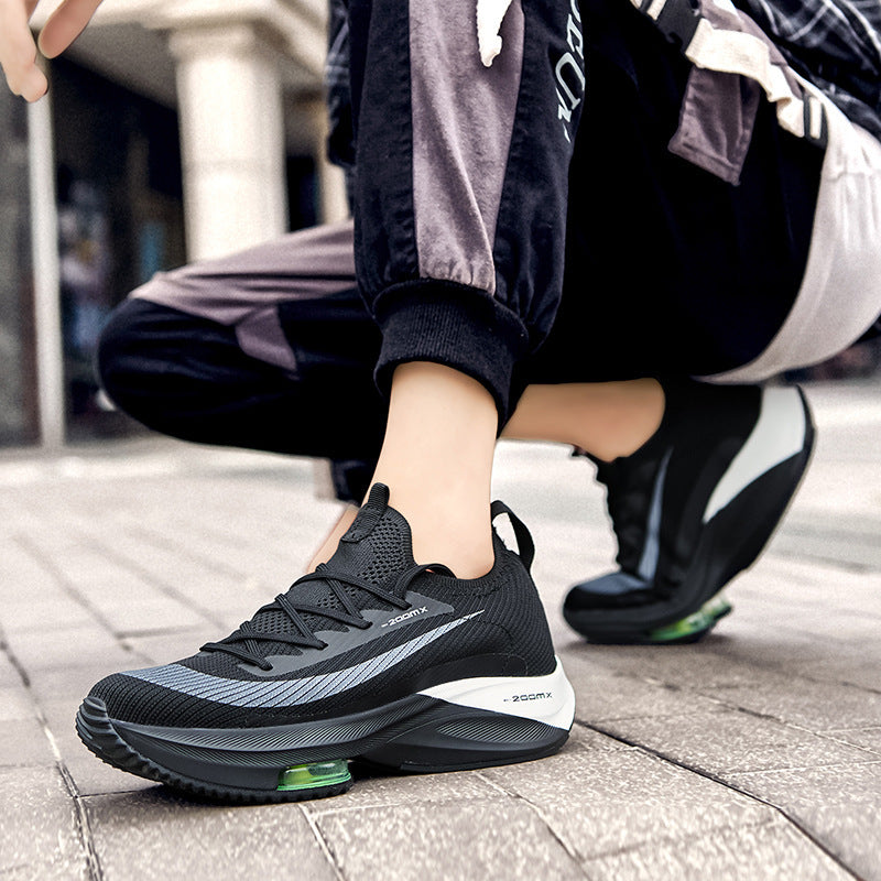 Air Cushion Sports Shoes Men Personalized Fashion Breathable Lace Up Knit Sneakers Casual Outdoor Running Walking Shoes by Ricaloux