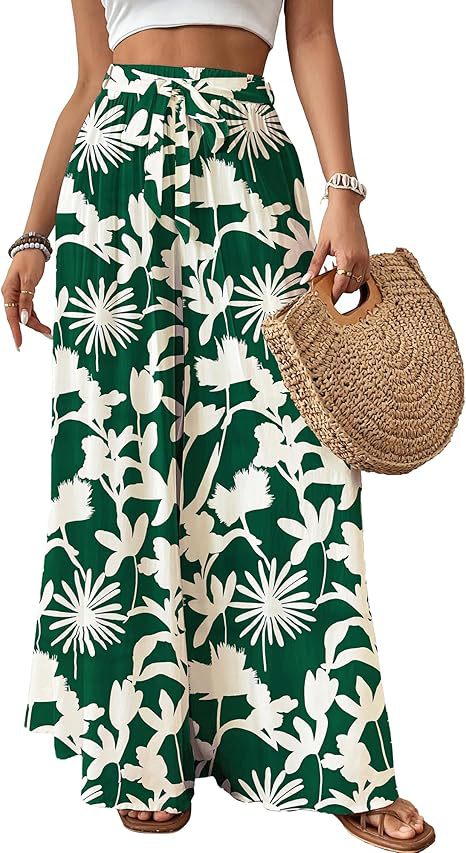 Womens Flowing Floral Wide-Leg Pants by Ricaloux