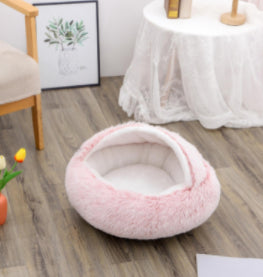 2 In 1 Dog And Cat Bed Pet Winter Bed Round Plush Warm Bed House Soft Long Plush Pets Bed Pet Products by Ricaloux