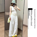 White Cotton-linen Wide-leg Viscose Floor-length Pants – Premium 0 | RICALOUX
