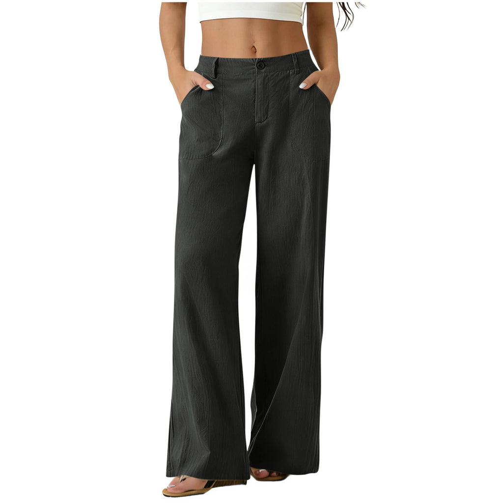 Womens Formal Suit Pants Elastic Waistband Patch Pockets Solid Color by Ricaloux